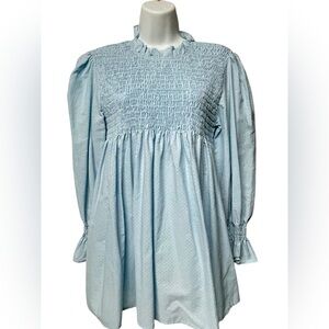 Lightweight Long sleeve top Smocked Long Sleeve Baby Blue XL